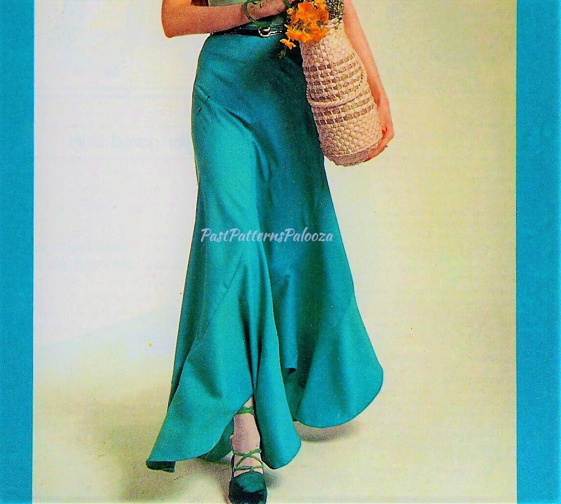 Vintage Sewing Pattern Womens Scalloped Gored Maxi Skirt PDF Instant Digital Download Retro Flared 70s Skirt Boho Hippie Gypsy Chic 1975