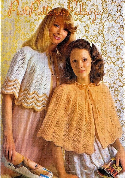 Vintage Knitting Pattern Womens Shell Stitch Bed Jacket Ripple Shell Bed Cape PDF Instant Digital Download DK or Quickerknit