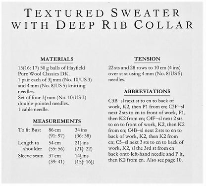 Vintage Knitting Pattern Womens Cowl Collar Sweater PDF Instant Digital Download Cable & Rib Wide Collar DK 8 Ply