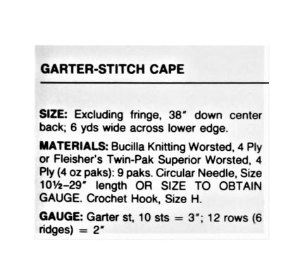 Vintage Knitting Pattern Womens Boho Garter Stitch Maxi Cape PDF Instant Digital Download Retro Fringed Shawl Cloak 10 Ply One Size