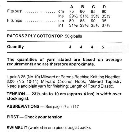 Vintage Knitting Pattern Womens Open Back Lacy Swimsuit One-Piece Bathing Suit PDF Instant Digital Download Swimwear 10 Ply Cotton