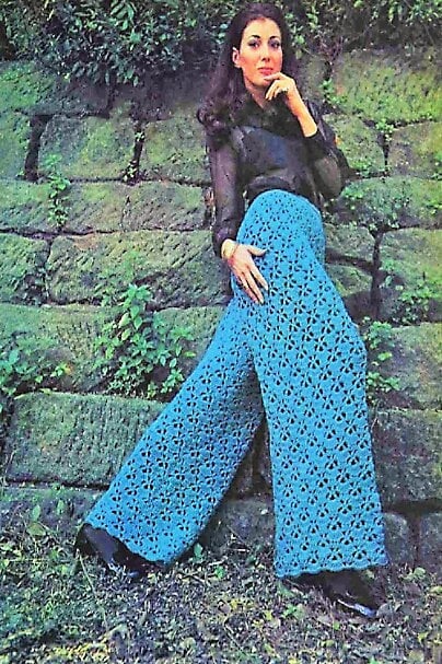 Vintage Crochet Pattern Womens Wide Leg Lace Pants PDF Instant Digital Download Boho Hippie Festival Chic Lacy Slacks 10 Ply
