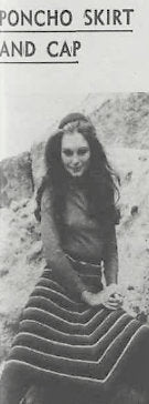 Vintage Crochet Pattern Poncho Shaped Striped Skirt and Hat Set PDF Instant Digital Download Mod Boho Gypsy Hippie Chic 1970s 8 Ply