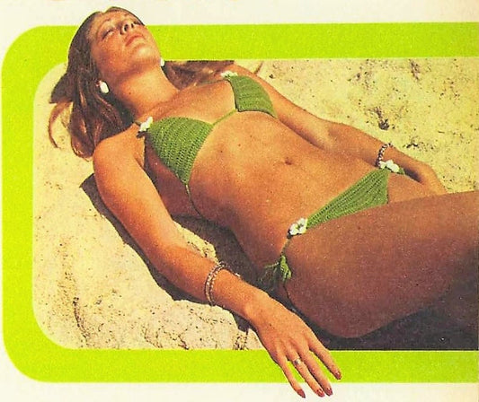 Vintage Crochet Pattern Daisy Flower String Bikini Swimsuit PDF Instant Digital Download Boho Flower Power Floral Trim Bathing Suit 4 Ply