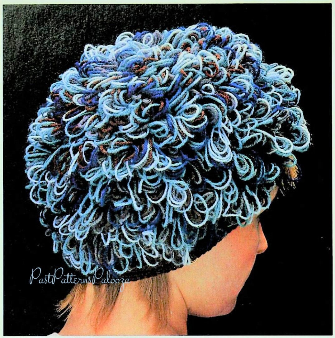 Vintage Crochet Pattern Womens Loopy Loop Stitch Hat PDF Instant Digital Download Retro Boho Chic 4-Ply