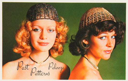 Vintage Crochet Pattern Womens Retro Net Style Glitter Cap Hats PDF Instant Digital Download Metallic Yarn