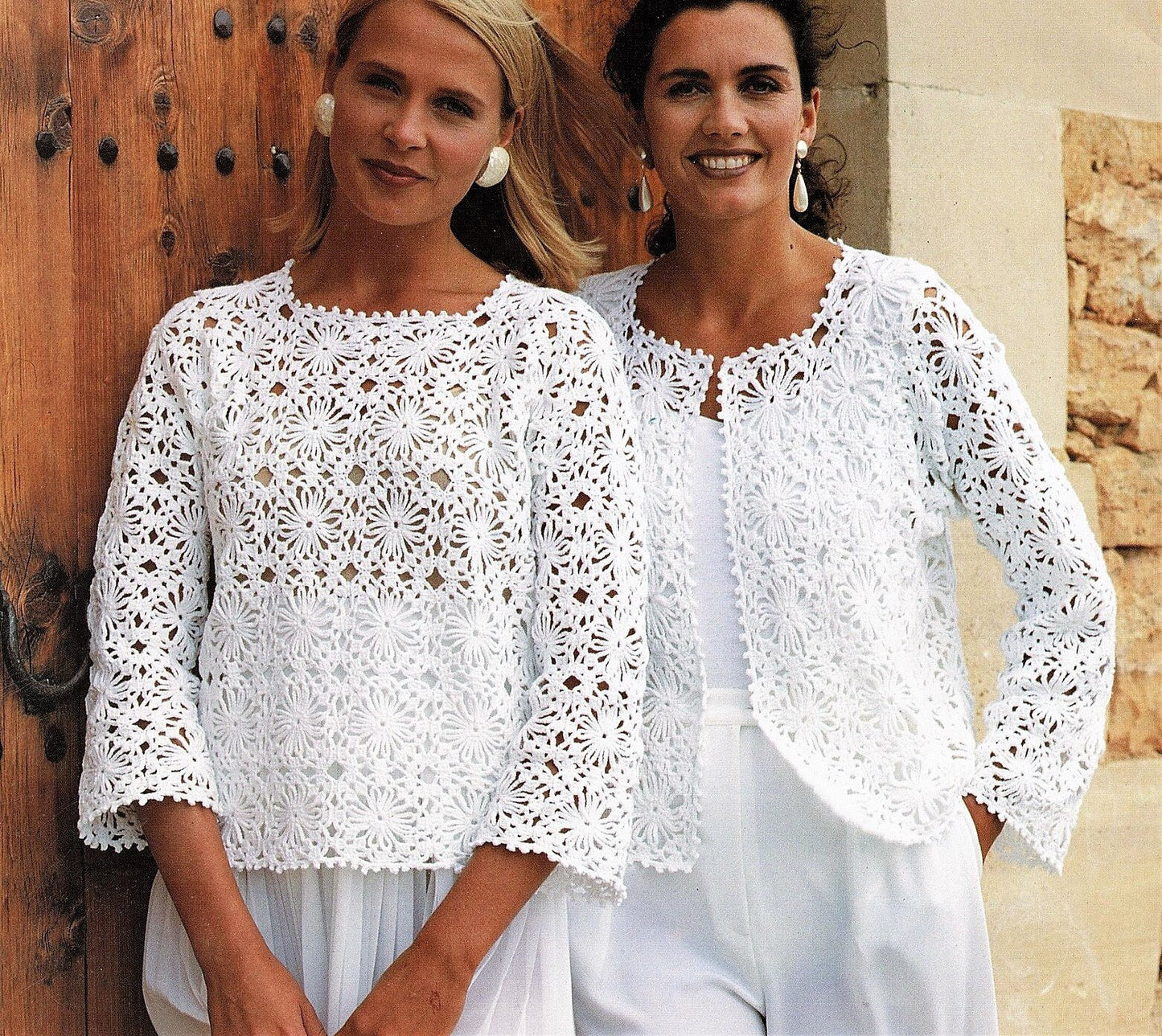 Vintage Crochet Pattern Womens Summer Tops Lace Granny Square Motif Top & Jacket Vest Short Long Sleeves PDF Instant Digital Download 4 Ply