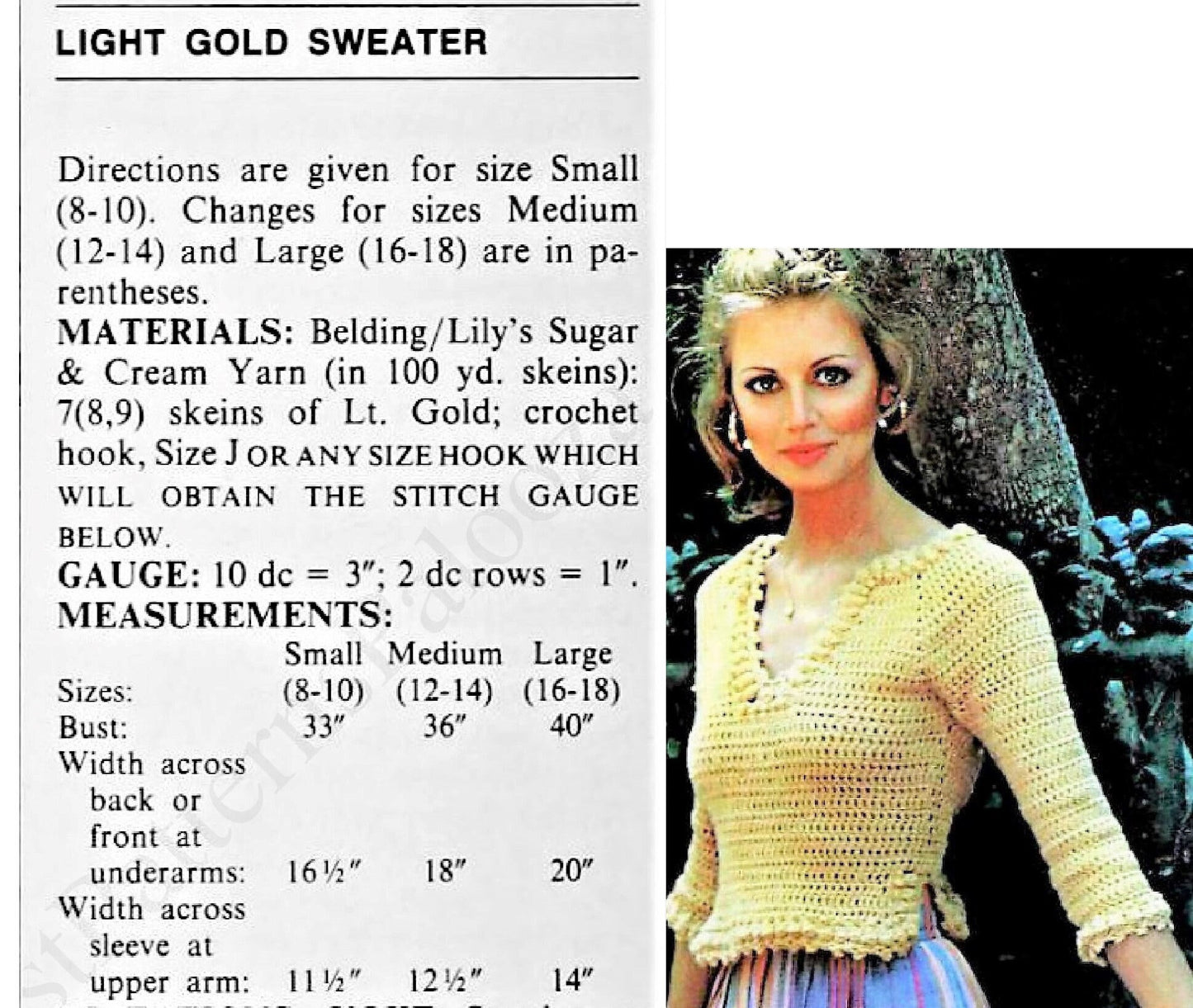 Vintage Crochet Pattern Womens V Neck Sweater Top Pretty Cluster Stitch Trim PDF Instant Digital Download 10 Ply