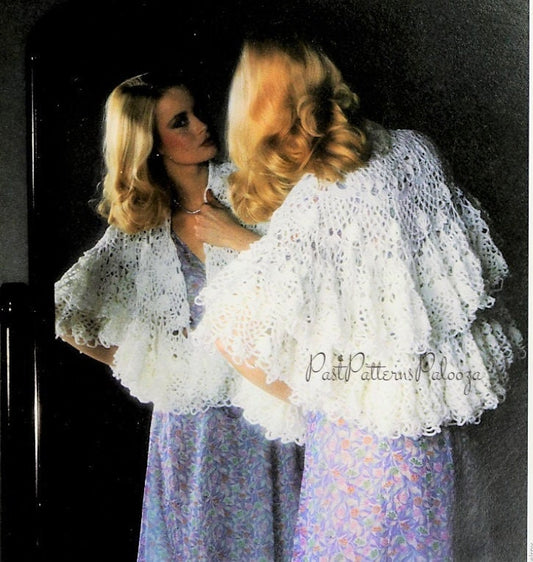 Vintage Crochet Pattern Womens Pretty Lacy Circular Shawl PDF Instant Digital Download Retro Evening Wrap 46" Diameter 4 Ply