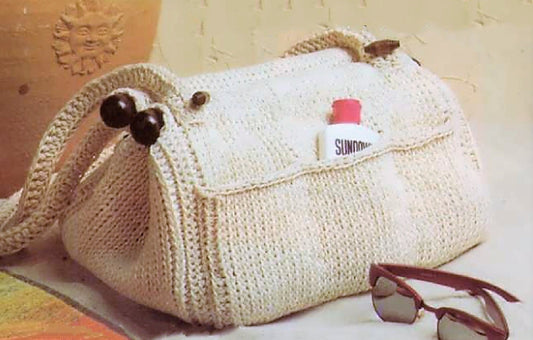 Vintage Crochet Pattern Beach Bag Purse Carry all Handbag PDF Instant Digital Download Crocheted Cotton Hand Bag Tote Cotton Thread 8x14