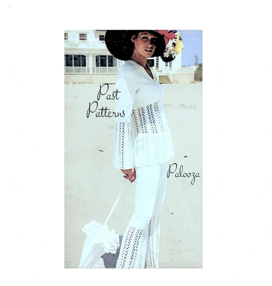 Vintage Crochet Pattern Lace Pants Empire Jacket Set Trouser Pantsuit Flare Legs PDF Instant Digital Download 70s Boho Lacy Outfit