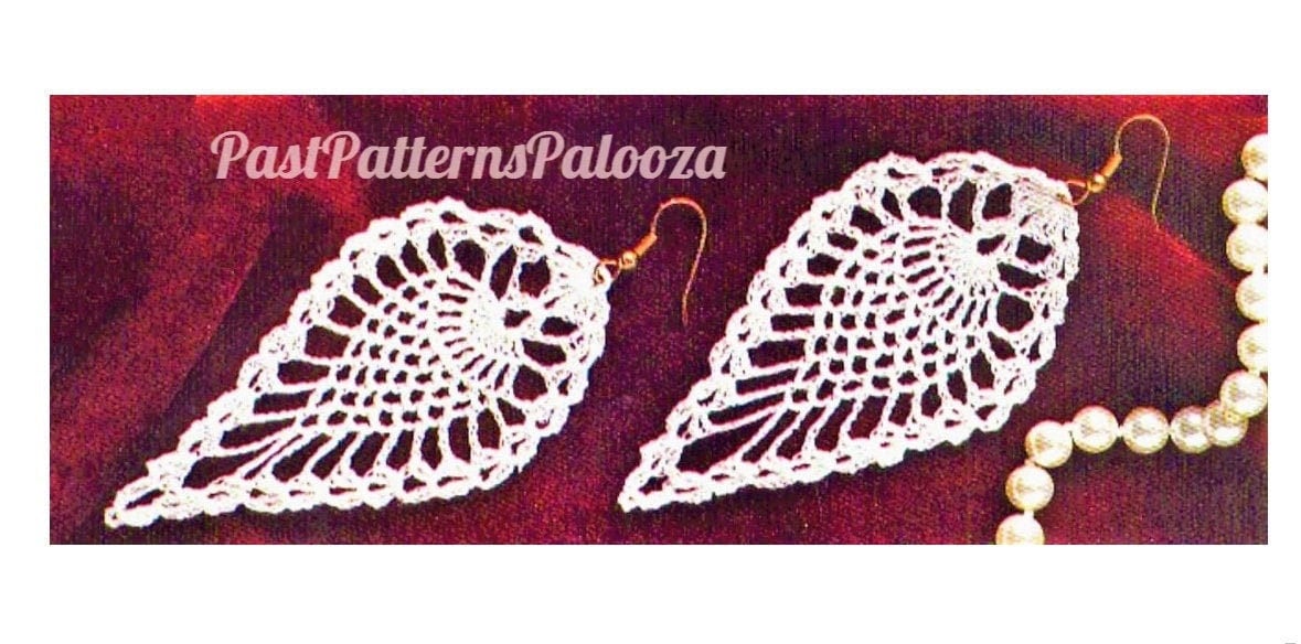 Vintage Crochet Pattern 4" Pretty Pineapple Lace Earrings PDF Instant Digital Download Crocheted Dangle Jewelry Easy Beginners