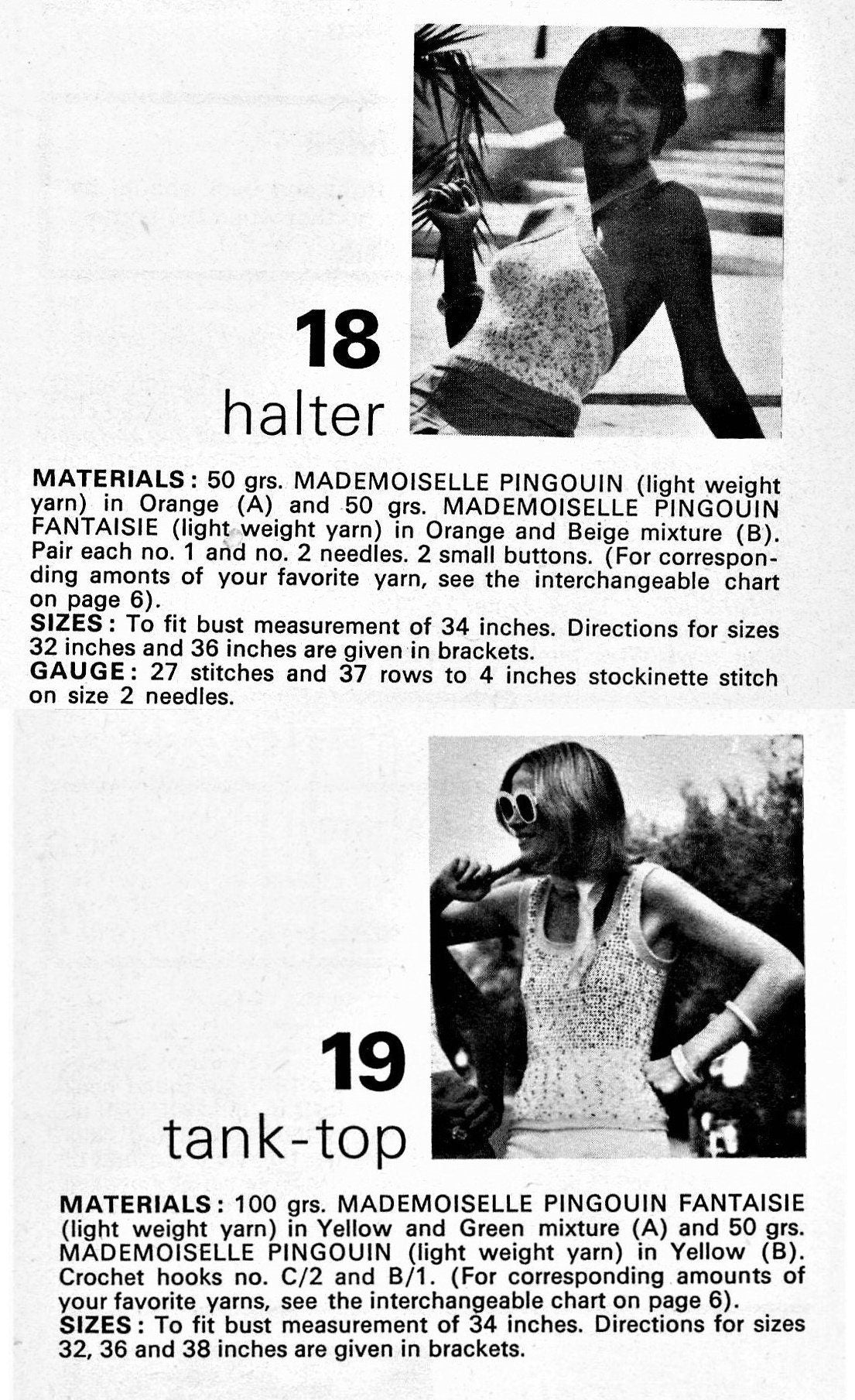 Vintage Sun Tops to Knit and Crochet Pattern Womens Tank Crossover Neck Halter Summer Tops PDF Instant Digital Download Retro Boho 4 Ply