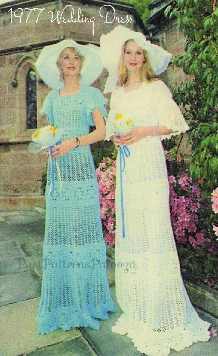 Vintage Crochet Pattern Lacy Tiered Wedding Dress and Bridesmaid Dress PDF Instant Digital Download 4 Ply Cotton 1977