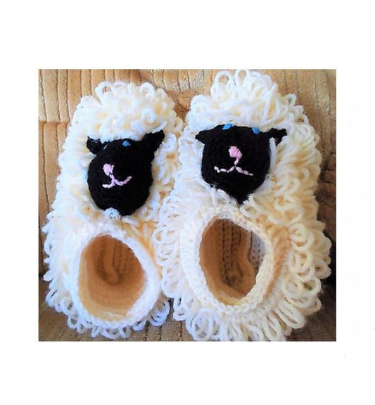 Vintage Crochet Pattern Womens Cute Loopy Lamb Sleepy Sheep Slippers PDF Instant Digital Download Bulky 12 Ply Sizes S M L