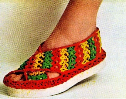 Vintage Crochet Pattern Womens Slip On Shoes Crossover Sandals PDF Instant Digital Download 3 Sizes Cotton Thread Retro Boho Chic