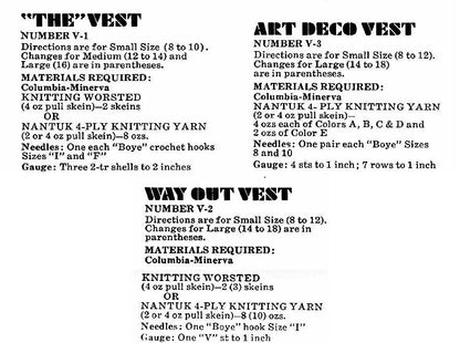 Vintage Womens Vest Patterns to Knit and Crochet PDF Instant Digital Download Groovy Boho Mod Art Deco Vests 1970s 3 Designs 4 Ply 10 Ply