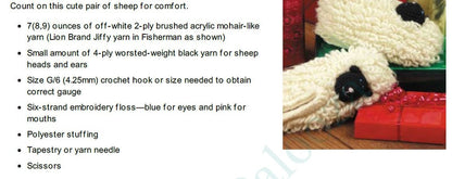 Vintage Crochet Pattern Womens Cute Loopy Lamb Sleepy Sheep Slippers PDF Instant Digital Download Bulky 12 Ply Sizes S M L