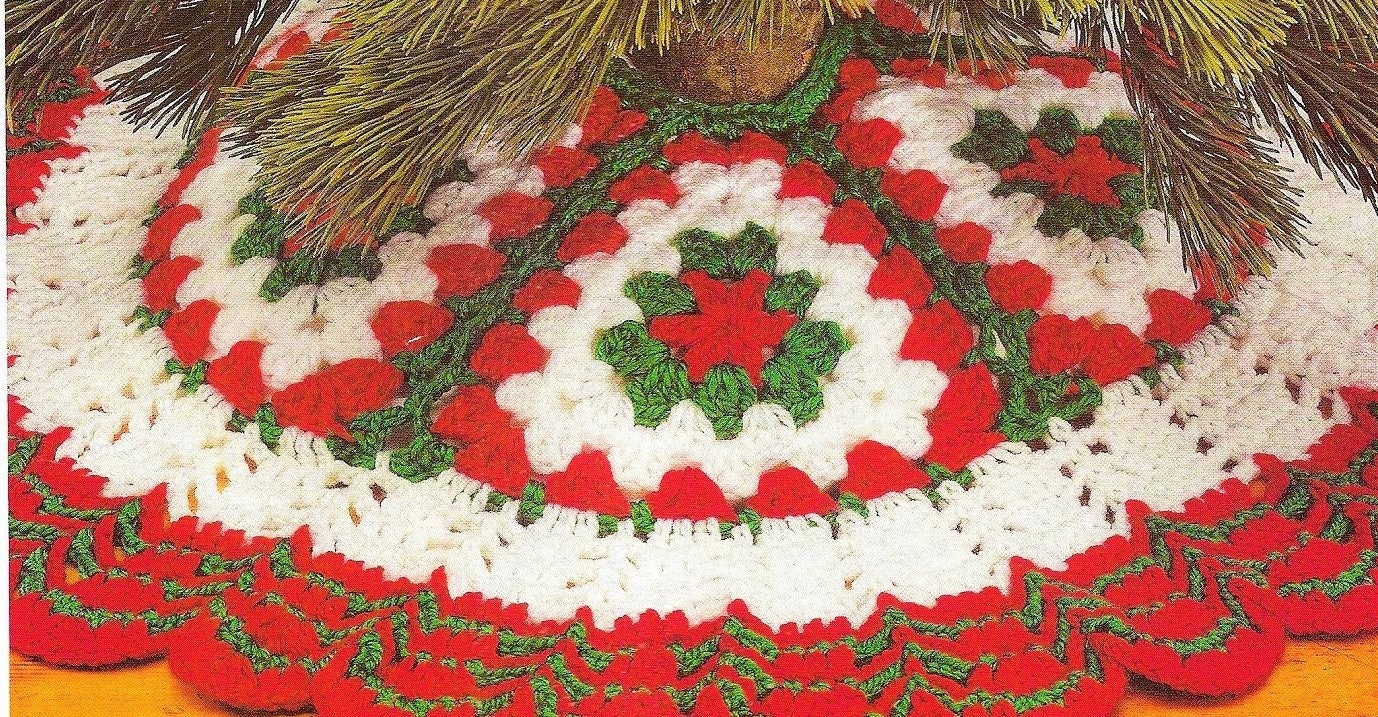 Vintage Crochet Pattern Quick Easy Granny Square Christmas Tree Skirt 36" PDF Instant Digital Download Bulky 12 Ply