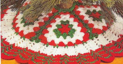 Vintage Crochet Pattern Quick Easy Granny Square Christmas Tree Skirt 36" PDF Instant Digital Download Bulky 12 Ply