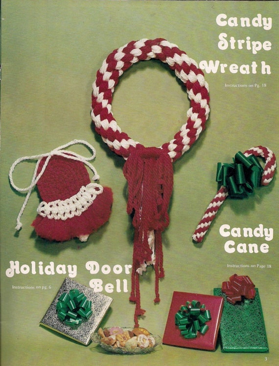 Vintage Christmas Macrame Patterns Deck The Halls Book PDF Instant Download 1970s Retro Boho Holiday Wreath Angel Snowman Candy Canes Bows