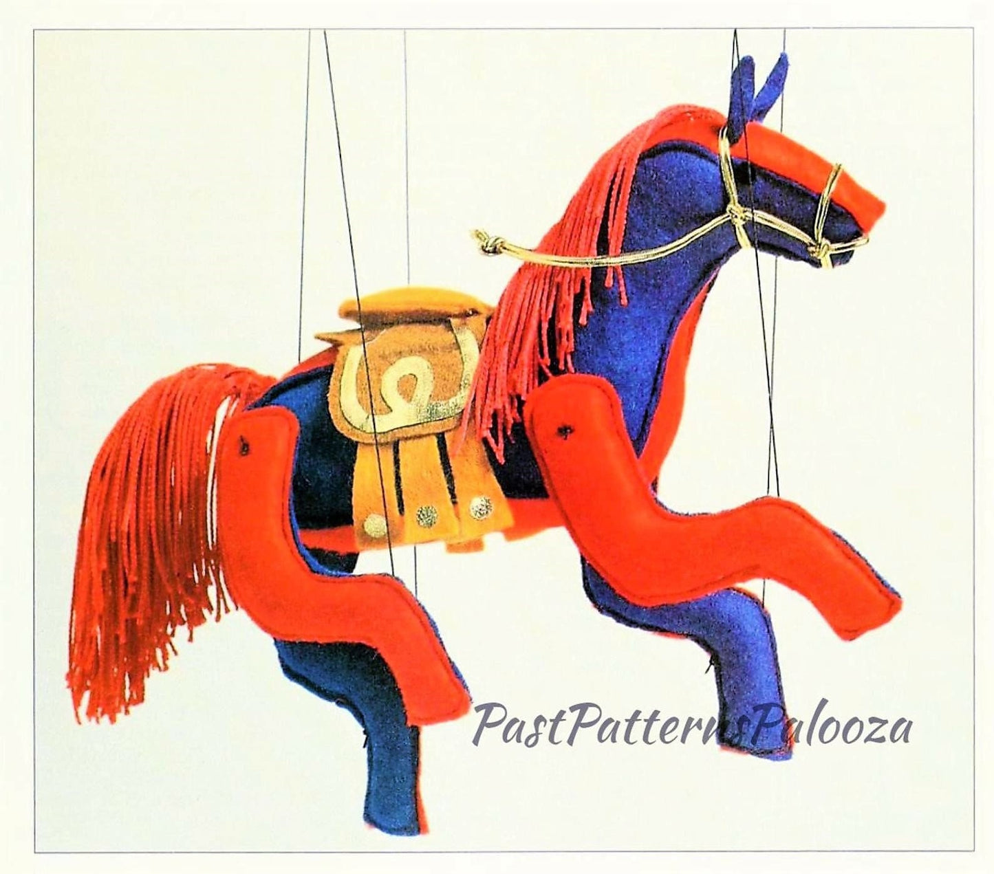 Vintage Sewing Pattern Felt Fabric Carousel Horse Marionette Toy PDF Instant Digital Download Sewn Soft Plush Prancing Pony