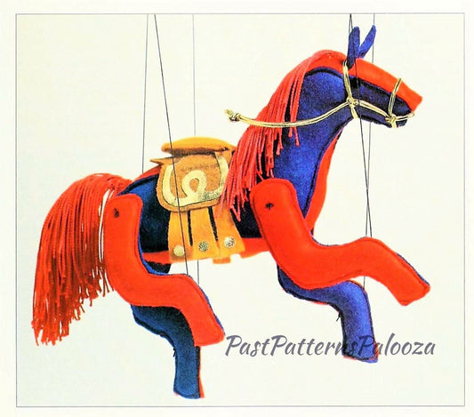 Vintage Sewing Pattern Felt Fabric Carousel Horse Marionette Toy PDF Instant Digital Download Sewn Soft Plush Prancing Pony