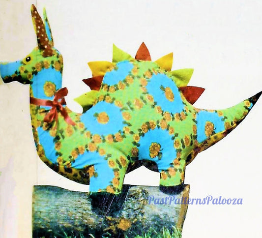 Vintage Sewing Pattern 17" Plush Dragon Cotton Print Fabric Soft Toy PDF Instant Digital Download Sewn Mystical Serpent Animal
