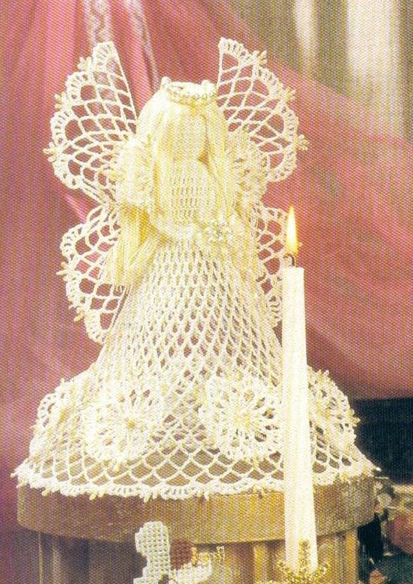 Vintage Crochet Pattern 13" Snowflake Christmas Angel Tree Topper or Centerpiece Lace & Pearls PDF Instant Digital Download Thread Crochet
