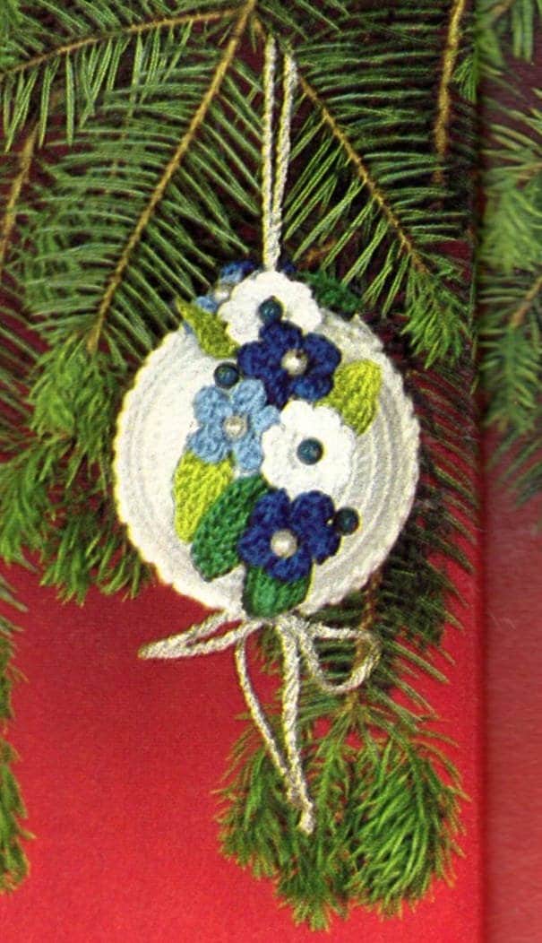 Vintage Crochet Pattern Flower Floral Christmas Tree Ball Ornament Covers Slipcovers PDF Instant Digital Download 6 Designs