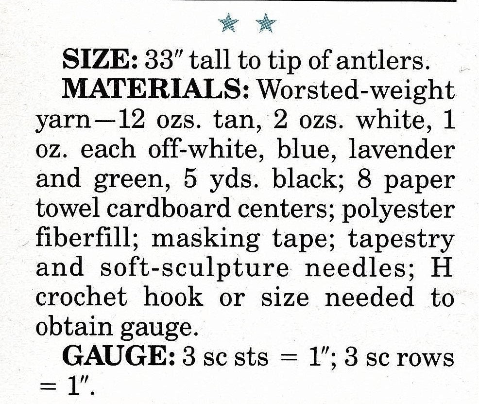 Vintage Crochet Pattern Large 33" Reindeer Amigurumi PDF Instant Digital Download Plush Stuffed Soft Toy Whitetail Deer Forest Animal 10 Ply