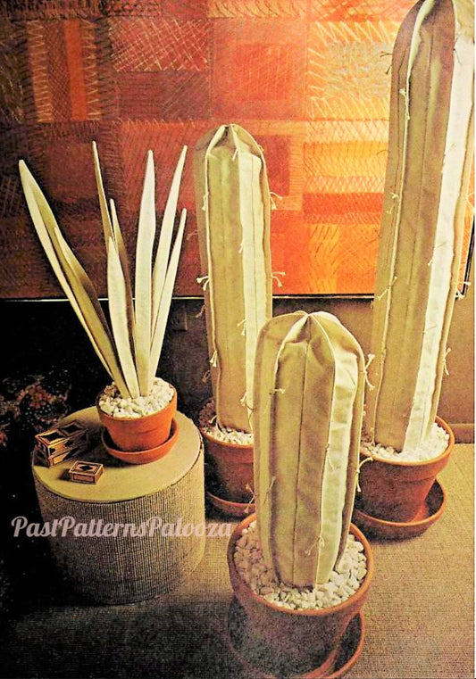 Vintage Sewing Pattern Large Canvas Fabric Cactus Potted Plants Faux Cacti Soft Sculpture Decor PDF Instant Digital Download 2-4 Feet Tall