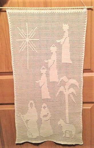 Vintage Filet Crochet Pattern Christmas Nativity Scene Panel or Wall Hanging PDF Instant Digital Download Cotton Thread Heirloom Project