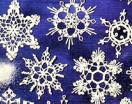 Vintage Crochet Pattern 7" White Lace Snowflakes Victorian Christmas Ornaments 10 Cotton Thread Designs PDF Instant Digital Download