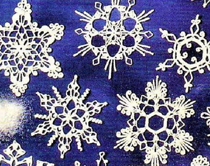 Vintage Crochet Pattern 7" White Lace Snowflakes Victorian Christmas Ornaments 10 Cotton Thread Designs PDF Instant Digital Download