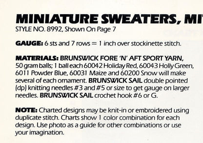 Vintage Knitting Pattern Mini Miniature Christmas Sweater Hat Mitts Ornaments PDF Instant Digital Download Tree Trim Gift Toppers 5 Ply