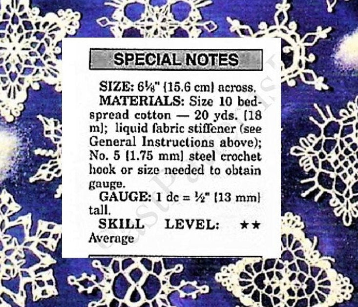 Vintage Crochet Pattern 7" White Lace Snowflakes Victorian Christmas Ornaments 10 Cotton Thread Designs PDF Instant Digital Download