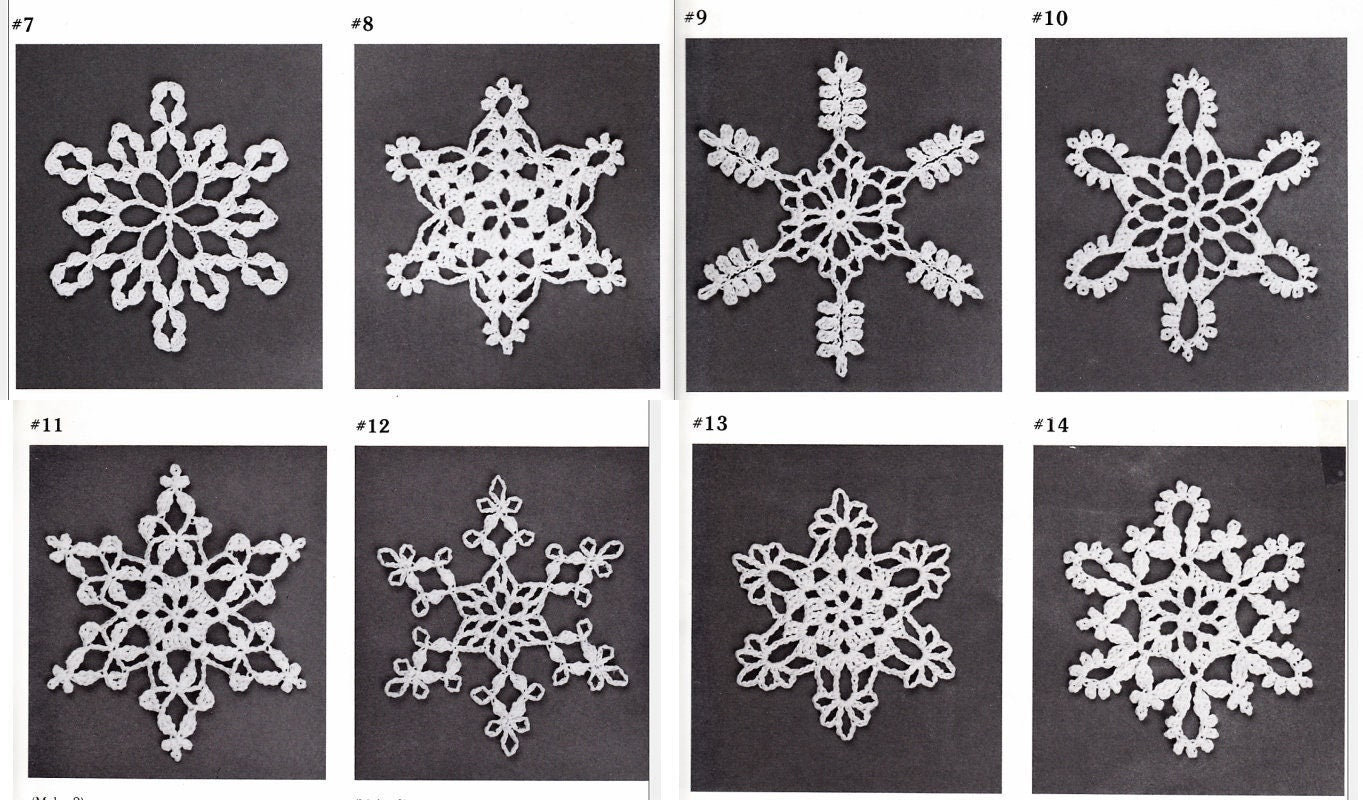 Vintage Crochet Pattern White Lace Snowflakes 3-D Victorian Christmas Ornaments PDF Instant Digital Download 14 Three Dimensional Designs