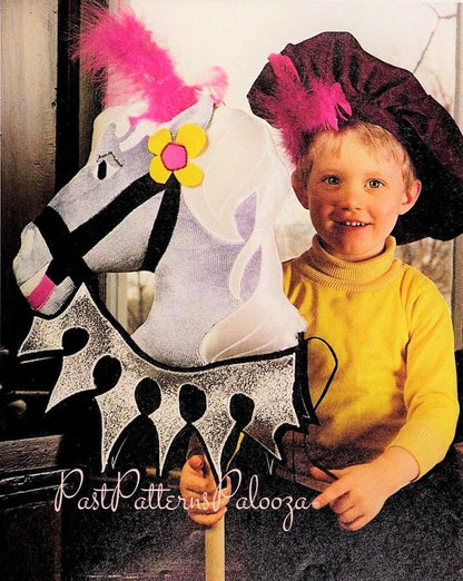 Vintage Sewing Pattern Medieval Hobby Horse Toy & Swashbucker Hat Velvet Fabric PDF Instant Digital Download Prince Princess Soft Sculpture