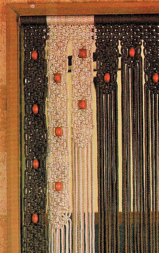 Vintage Macrame Pattern Beaded Doorway Curtain for a Standard Door Room Divider Wall Hanging Fringed Doorway PDF Instant Digital Download