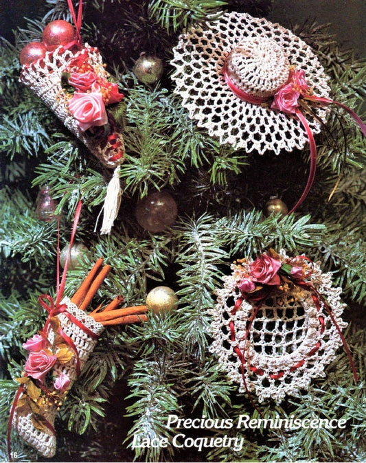 Vintage Thread Crochet Patterns Lacy Victorian Christmas Ornaments Tree Gift Trim Keepsake Boxes PDF Instant Digital Download 11 Designs Lot