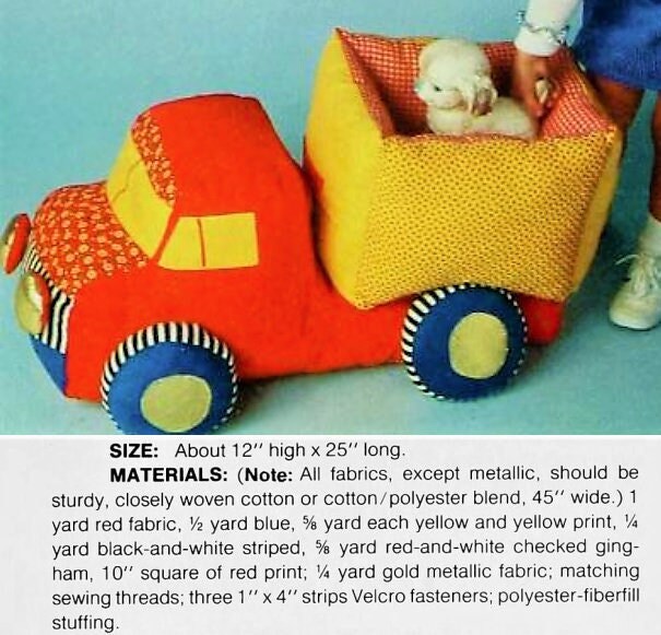 Vintage Sewing Pattern 25" Fabric Dump Truck Soft Sculpture Toy PDF Instant Digital Download Child Toddler Play Vehicle Gift