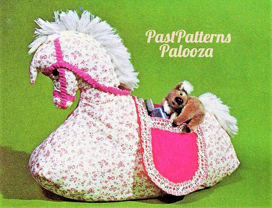 Vintage Sewing Pattern 22" Calico Pony Rocking Horse Pajama Bag Toy Fabric Bed Caddy PDF Instant Digital Download PJ Holder Pocket Saddle