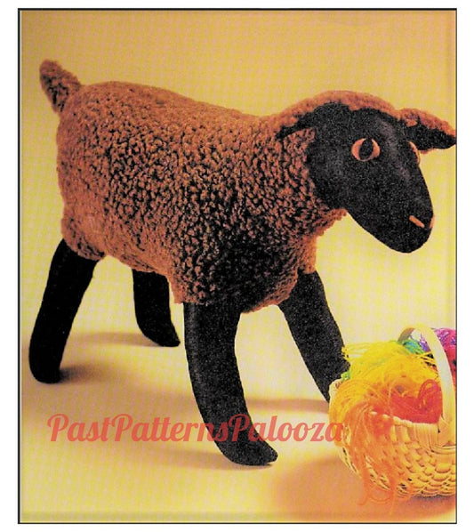 Vintage Sewing Pattern 18" Plush Brown Black Sheep Wool Fur Fabric Soft Toy PDF Instant Digital Download Sewn Lamb Realistic Farm Animal