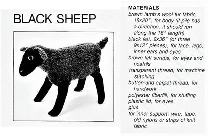 Vintage Sewing Pattern 18" Plush Brown Black Sheep Wool Fur Fabric Soft Toy PDF Instant Digital Download Sewn Lamb Realistic Farm Animal