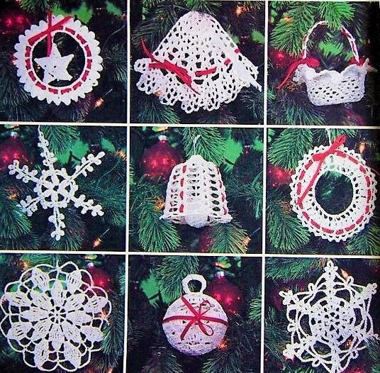 Vintage Thread Crochet Pattern 9 Classic Victorian Lace Christmas Ornaments and Pineapple Star Tree Topper PDF Instant Digital Download