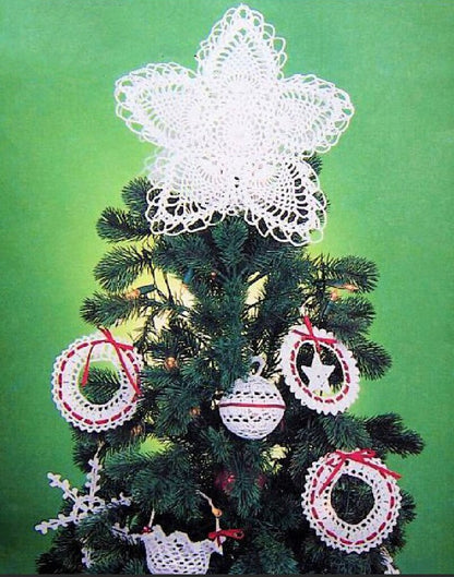 Vintage Thread Crochet Pattern 9 Classic Victorian Lace Christmas Ornaments and Pineapple Star Tree Topper PDF Instant Digital Download