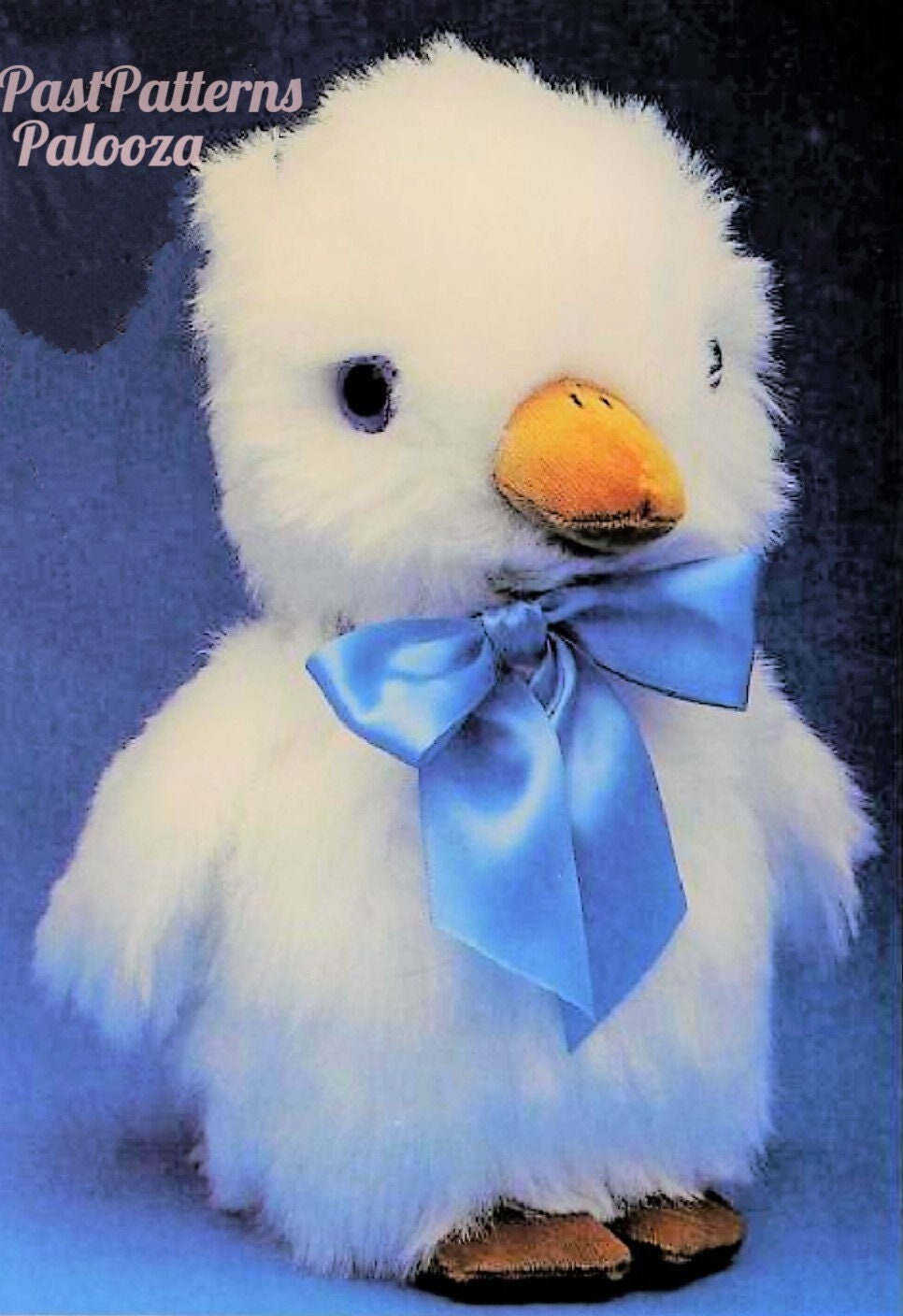 Vintage Sewing Pattern 12" Fluffy Easter Duckling Duck Faux Fur Fabric Soft Sculpture Plush Toy PDF Instant Digital Download
