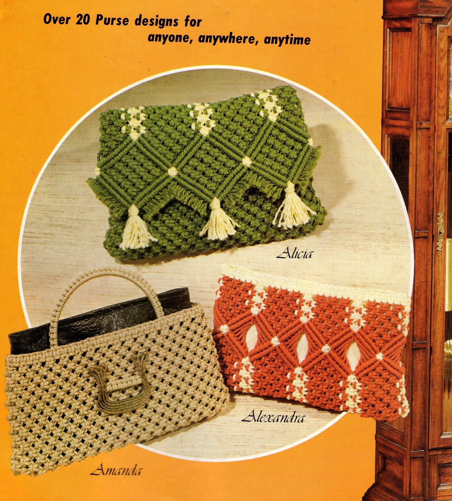 Vintage Macrame Purse Time Pursetime Patterns Book 1970s ALL Purses Cross Body Bags Handbag Clutches PDF Instant Digital Download eBook
