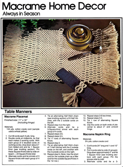 Vintage Macrame For All Seasons Vol III Pattern Book PDF Instant Digital Download 55 Retro Projects 70s Boho Hangings Pot Holders Belts